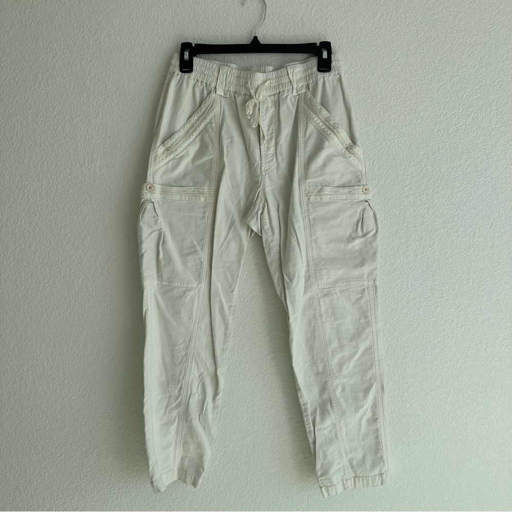 Anthropologie Cotton Lyocell Blend Cream Lightweight Utility Straight Leg Pants